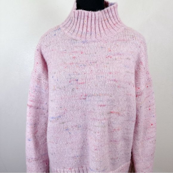 Club Monaco Alpaca Wool Pink Bell Sleeve Confetti Sweater Ocallah Size Medium - Picture 3 of 16